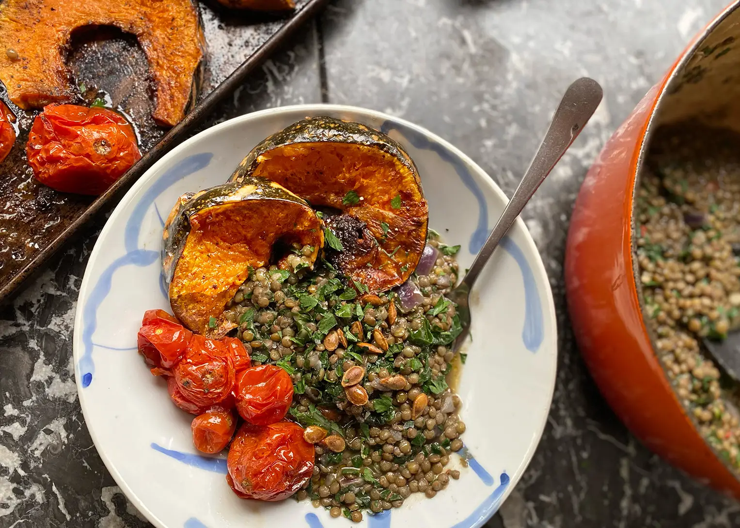 Puy lentils and roast veg - CERES Fair Food