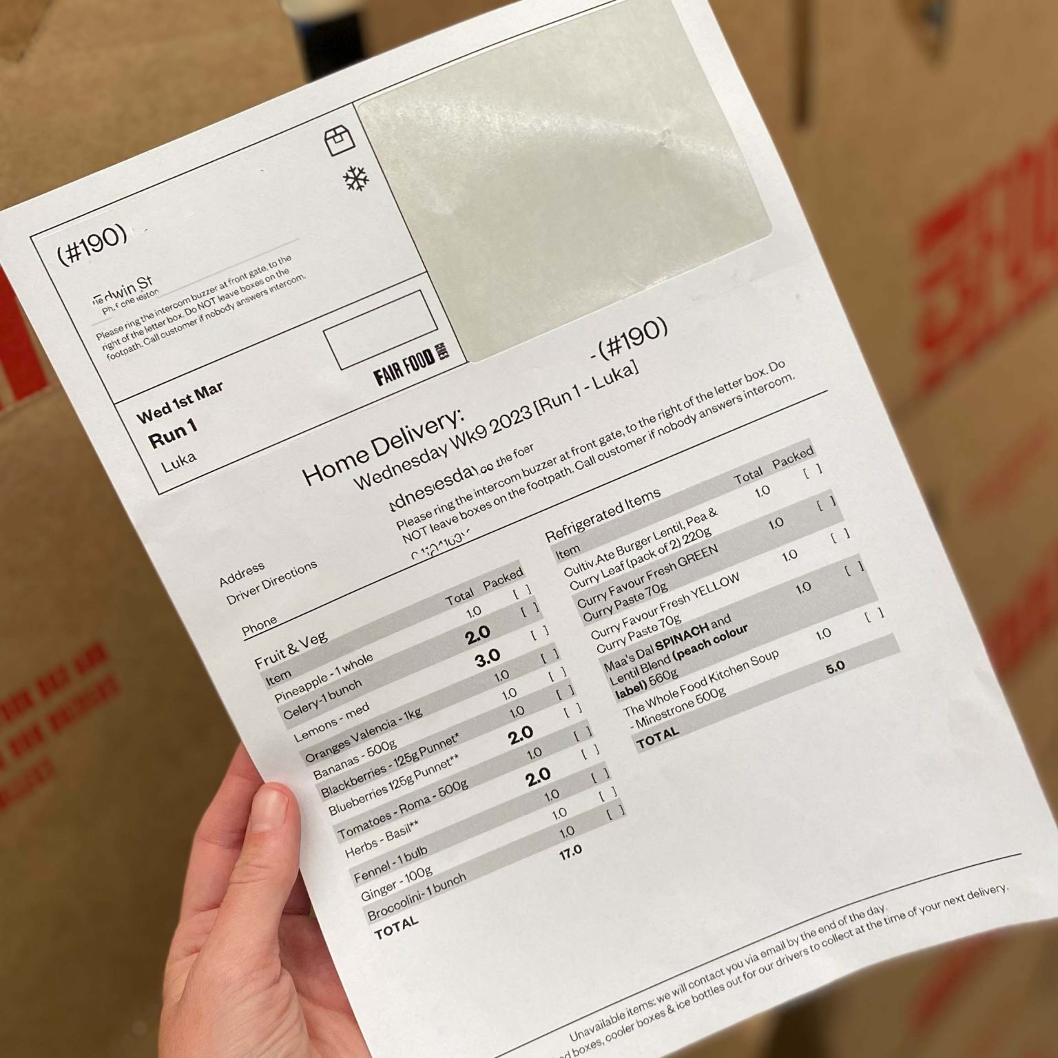 Packing slip