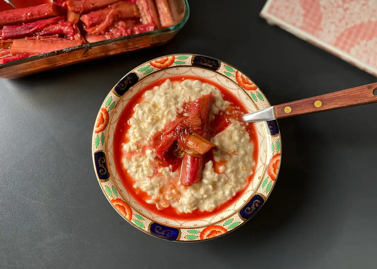 Porridge with Orange Baked Rhubarb