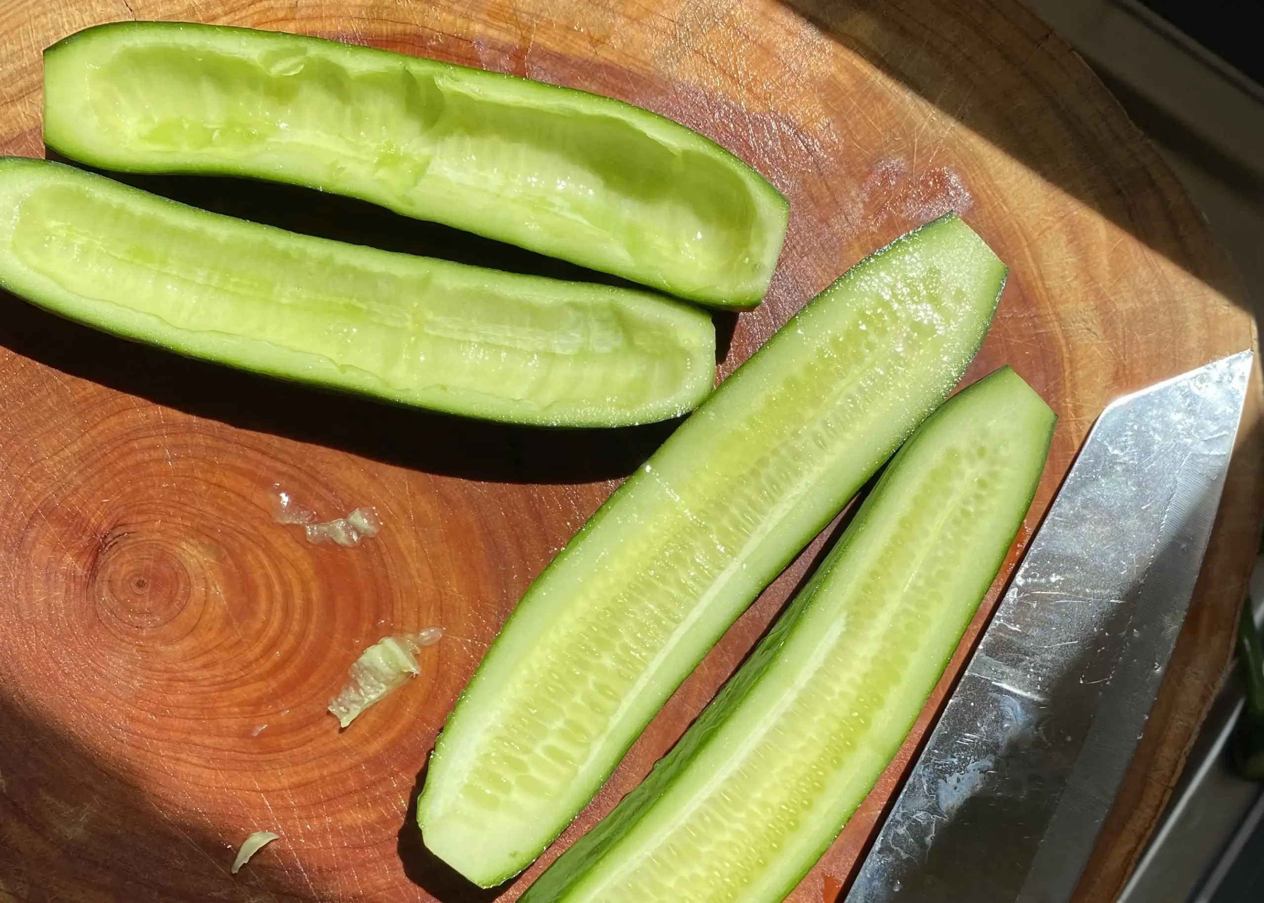 Avocado, cucumber and broad bean salad