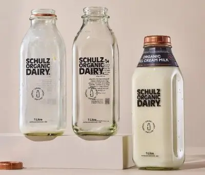 New returnable glass bottles at Schulz Organic Dairy